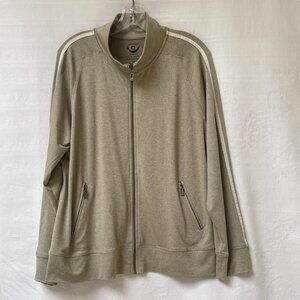 Zenergy by Chicos Womens Large White Trim Full Zip Stretch Track Jacket Pockets